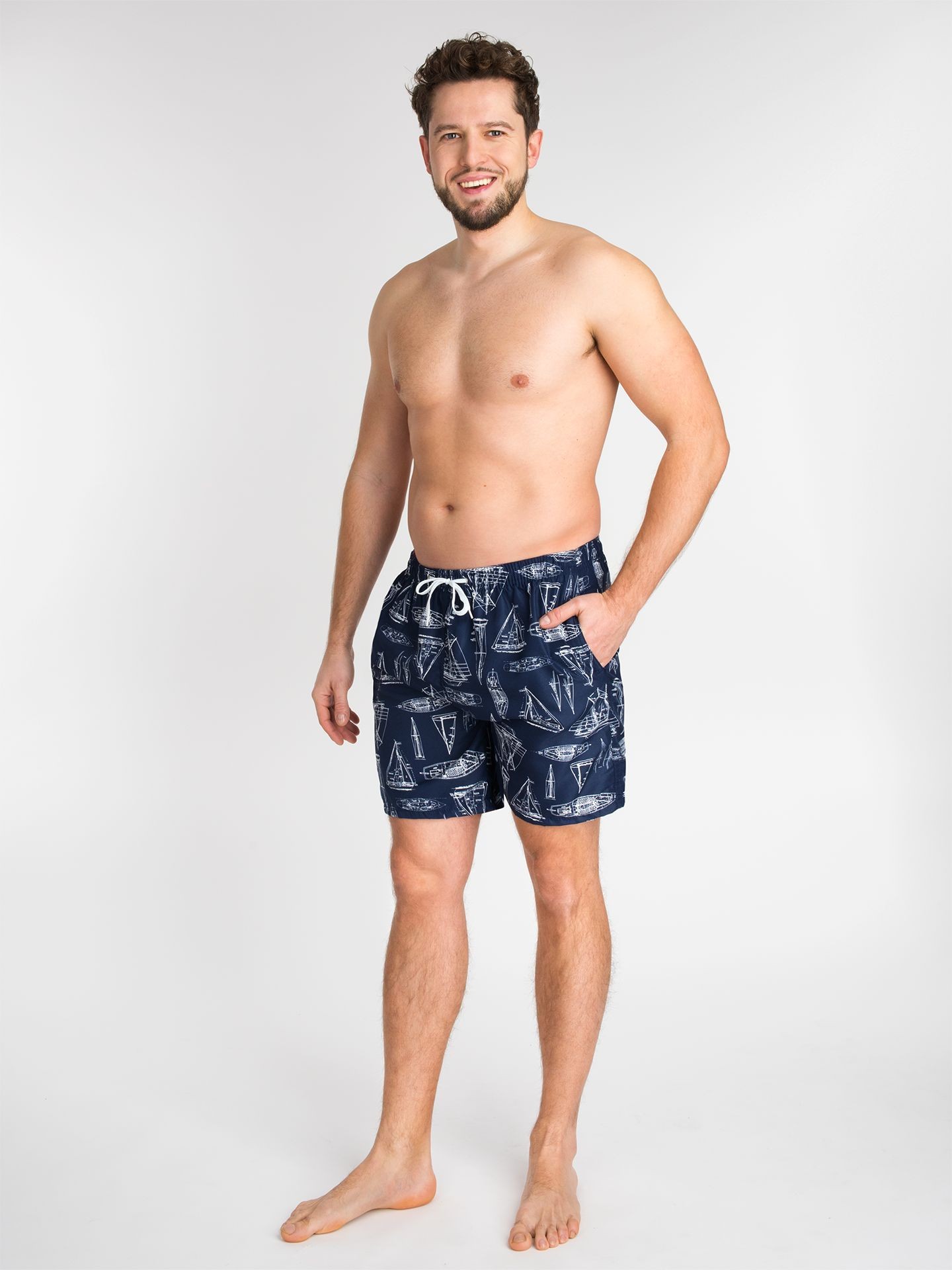 Yoclub Man's Swimsuits Men's Beach Shorts P1 Navy Blue