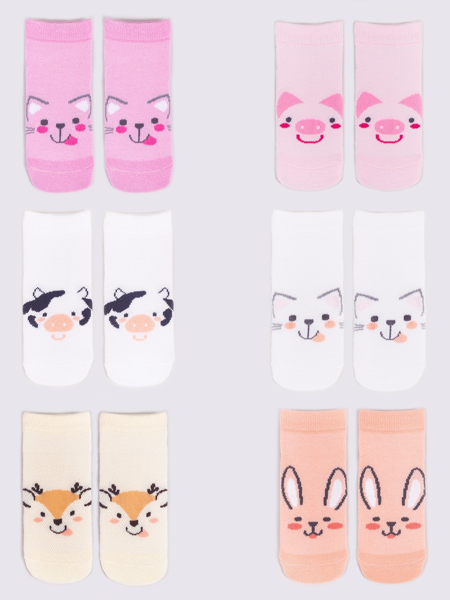 Levně Yoclub Kids's Girls' Ankle Thin Cotton Socks Patterns Colours 6-Pack SKS-0072G-AA00-004