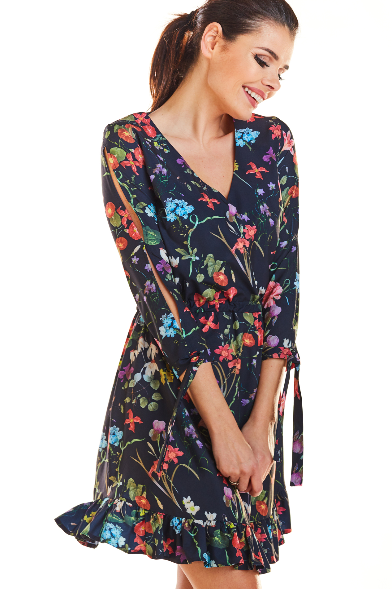 Infinite You Woman's Dress M195 Navy Blue Flowers