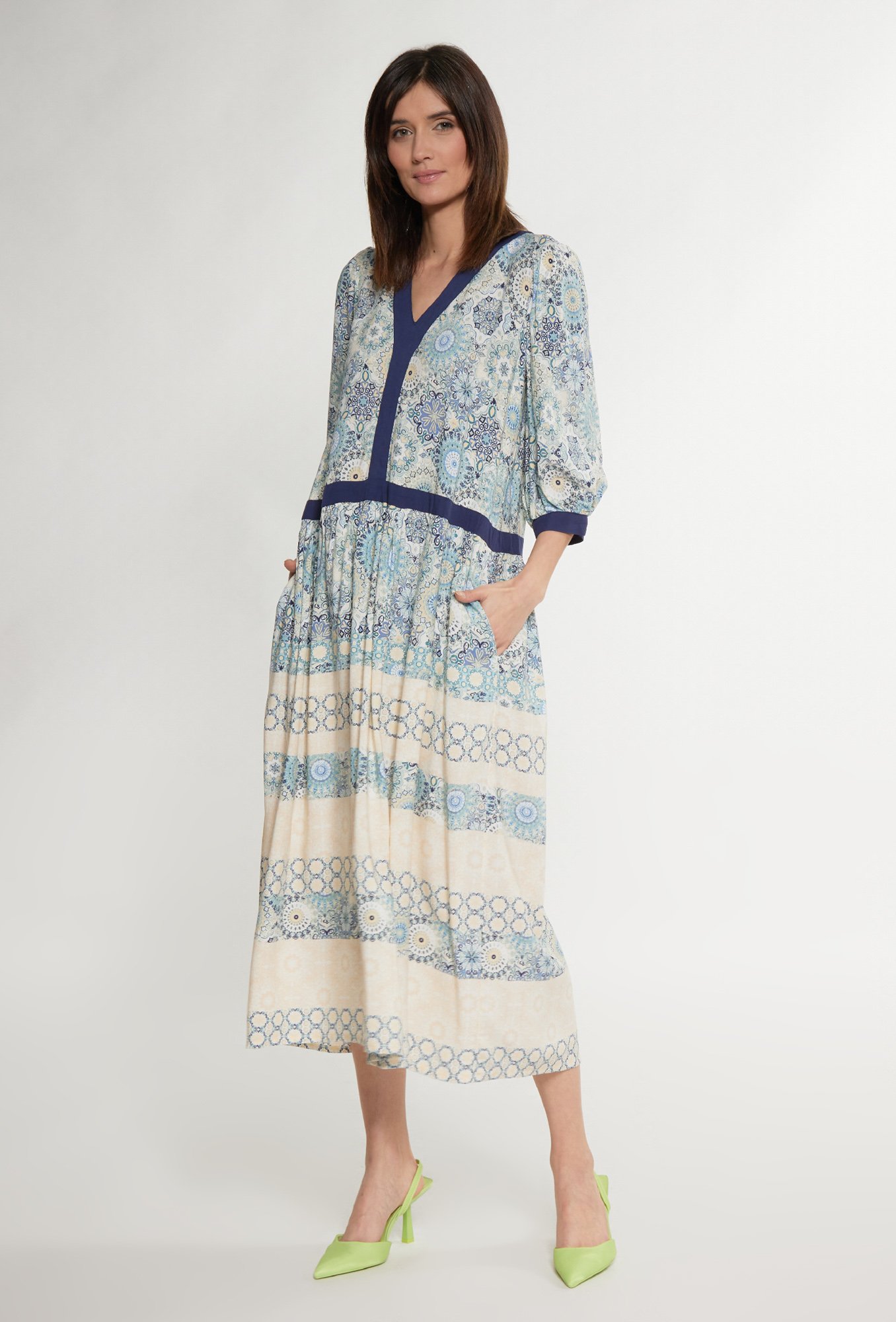 MONNARI Woman's Midi Dresses Patterned Midi Dress Multi Blue