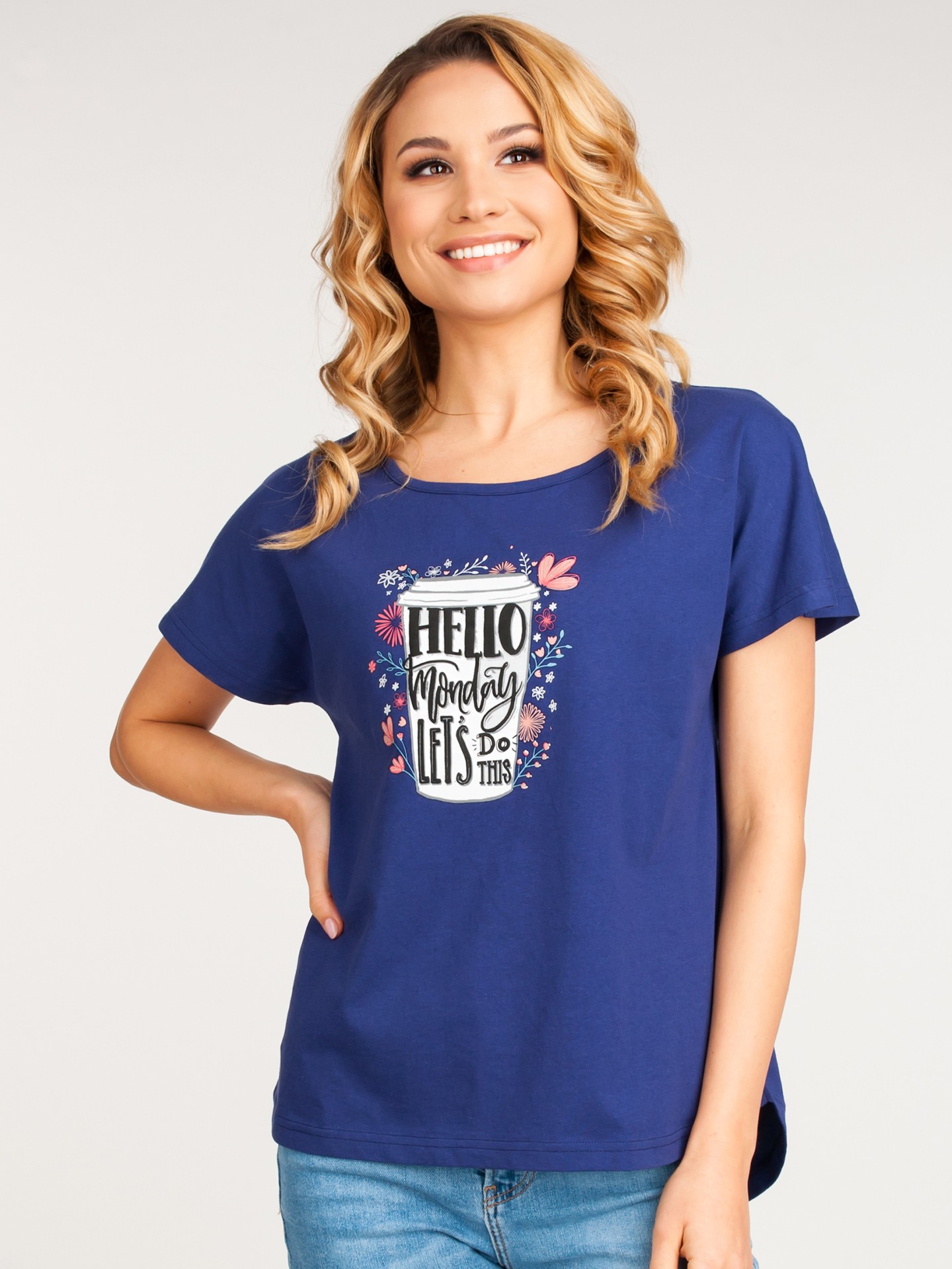 Yoclub Woman's Cotton T-shirt PKK-0085K-A110 Navy Blue