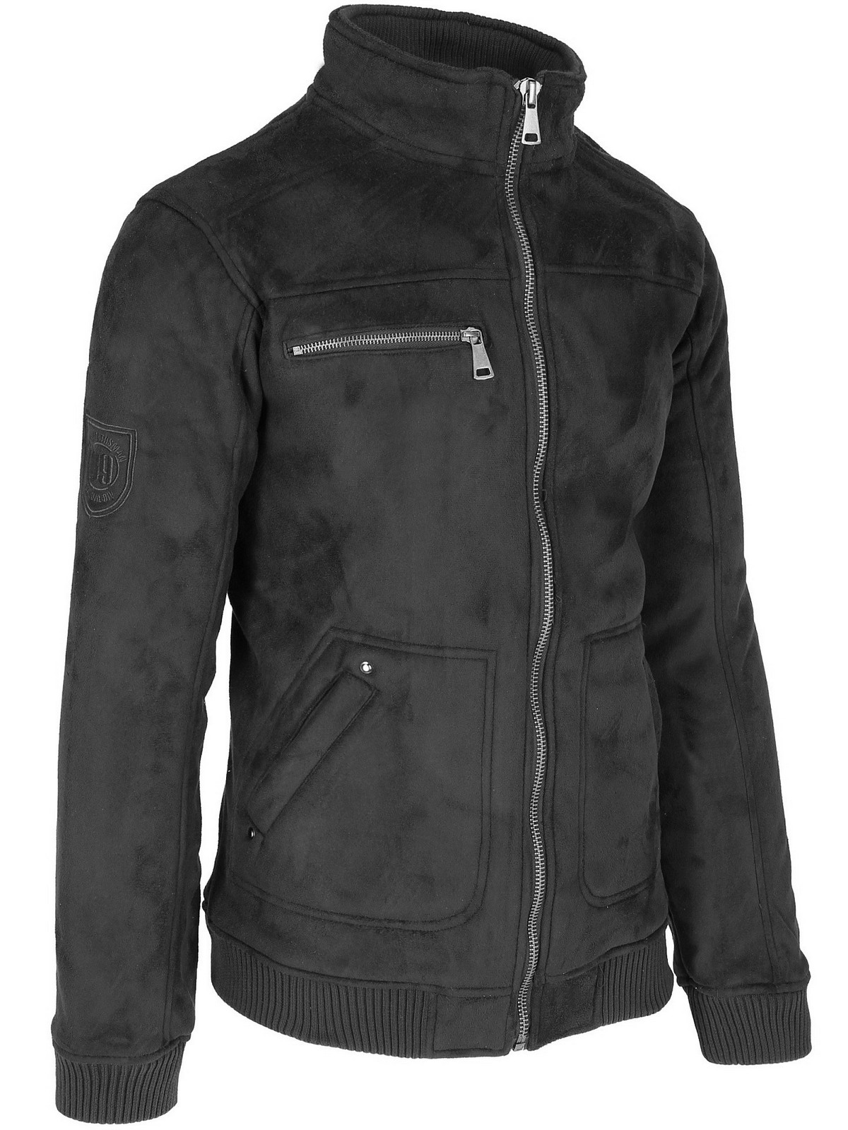 PERSO Man's Men's short eco-suede jacket with a zipper