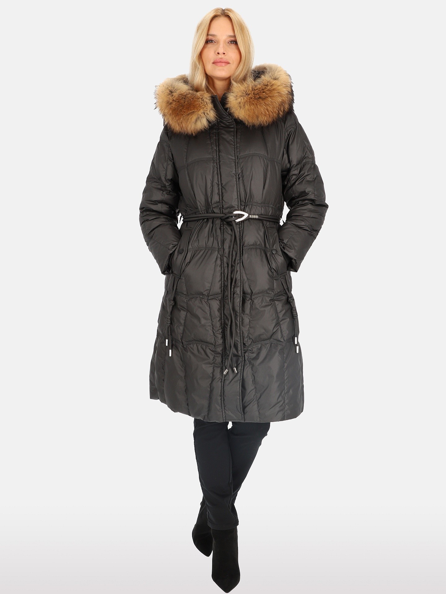 Дамско дълго палто с колан