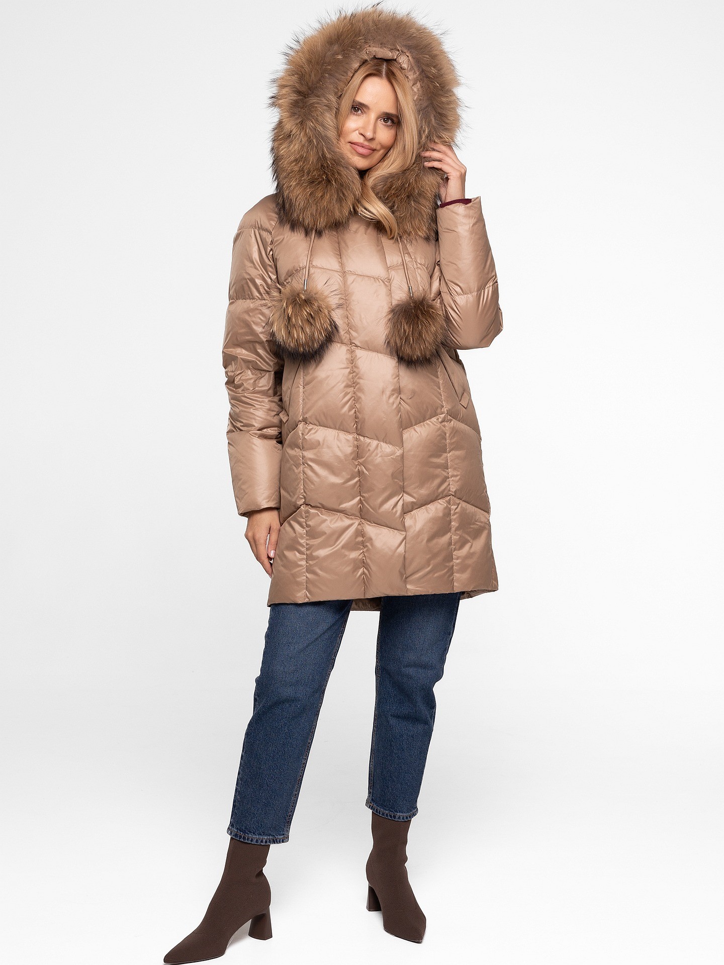 Дамско ватирано яке с козина