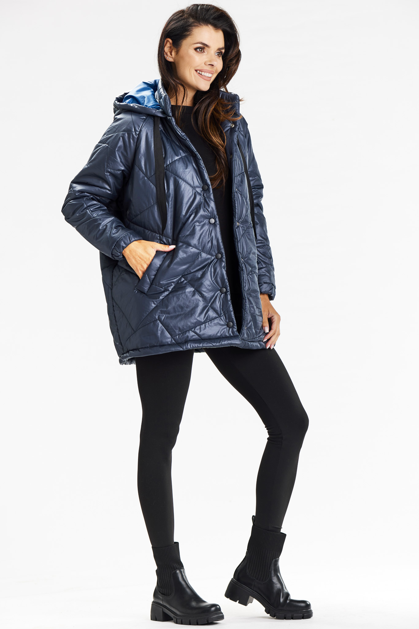 Awama Woman's Jacket A687 Navy Blue