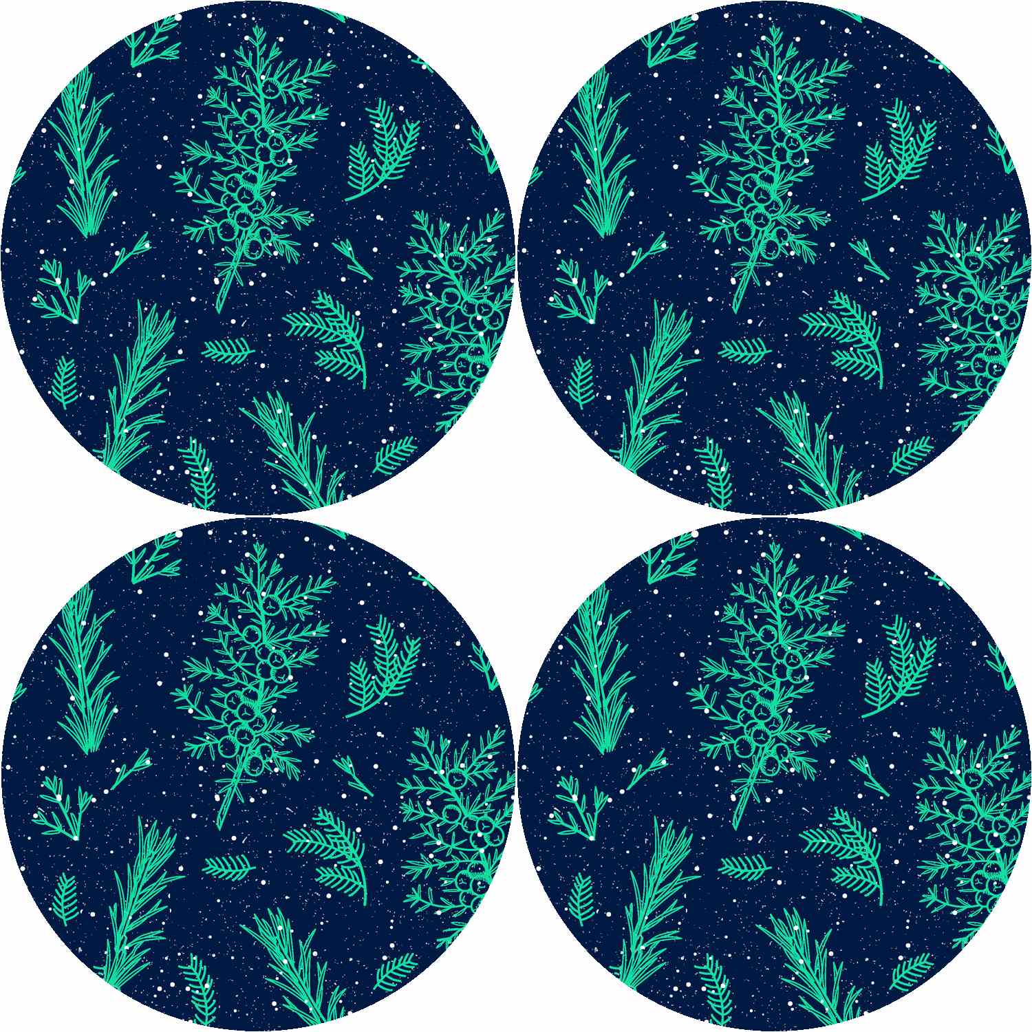 Bertoni Home Unisex's 4 Round Table Pads Set Juniper Navy Blue/Green