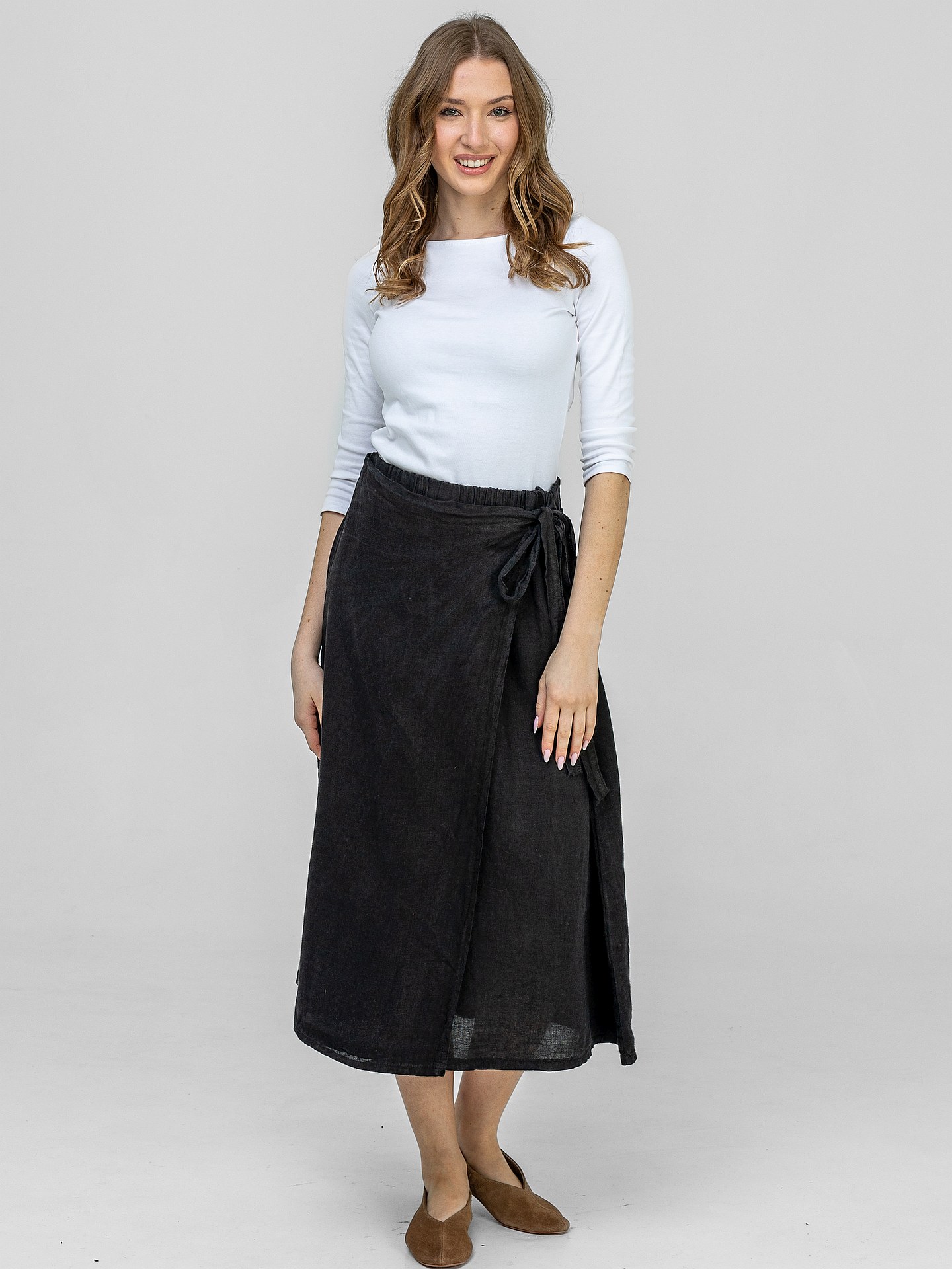 PERSO Woman's Women's linen trapeze maxi skirt