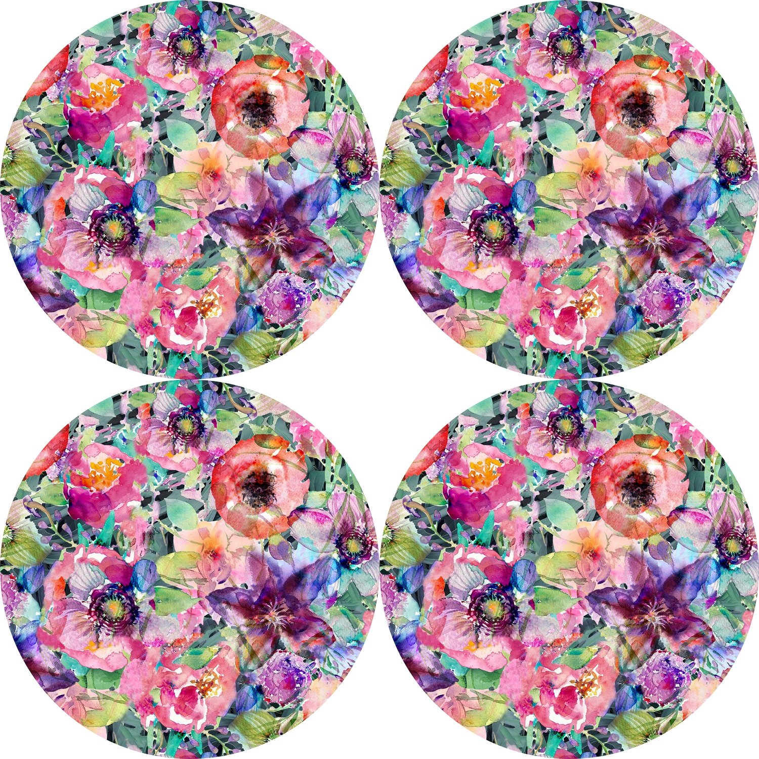 Bertoni Home Unisex's 4 Round Table Pads Set Flora