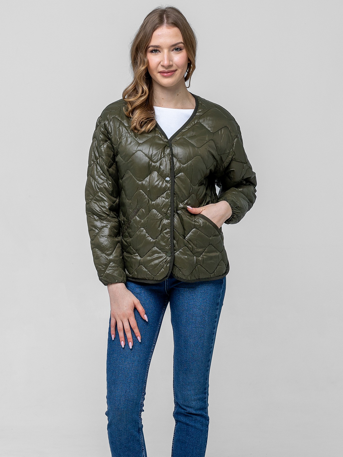 PERSO Woman's Lightweight short women's transitional jacket with quilting