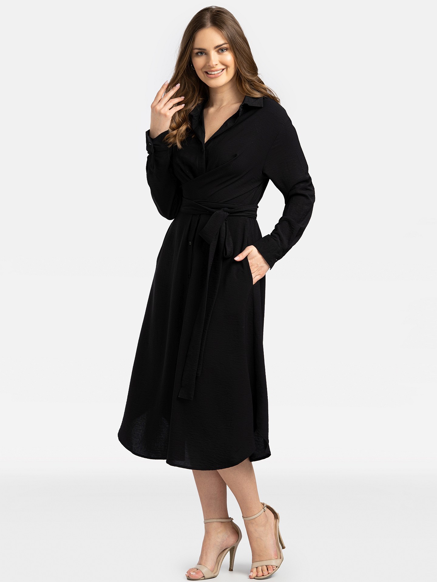 Дамска рокля-риза с връзки