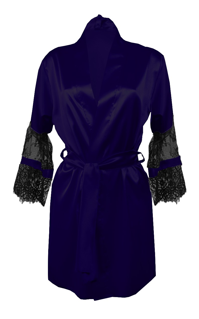 DKaren Woman's Housecoat Beatrice Navy Blue
