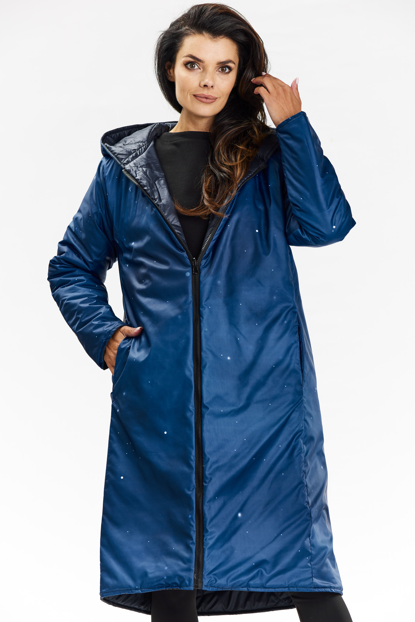 Awama Woman's Coat A685 Navy Blue