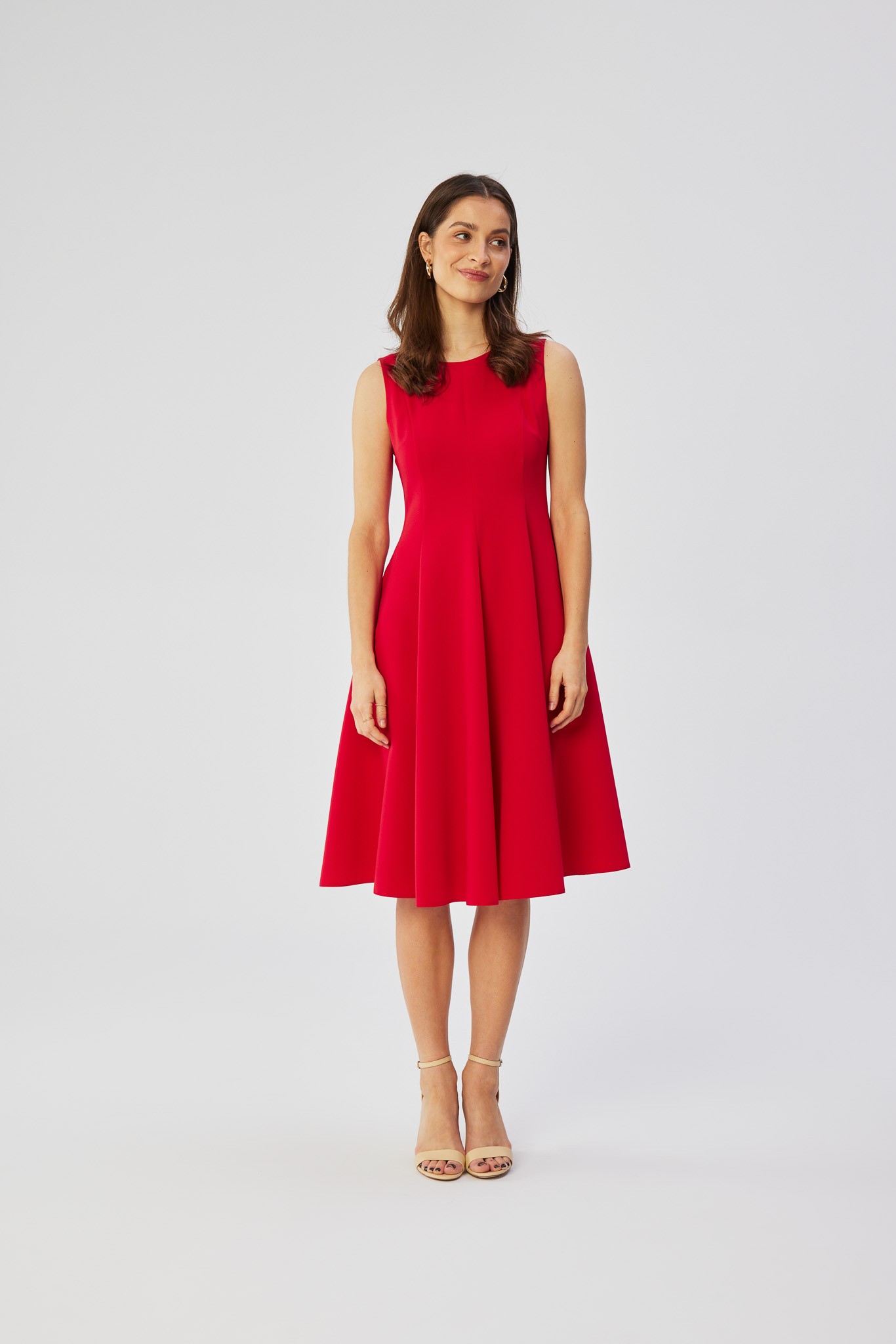 Stylove Woman's Sleeveless fit and flare dress - red