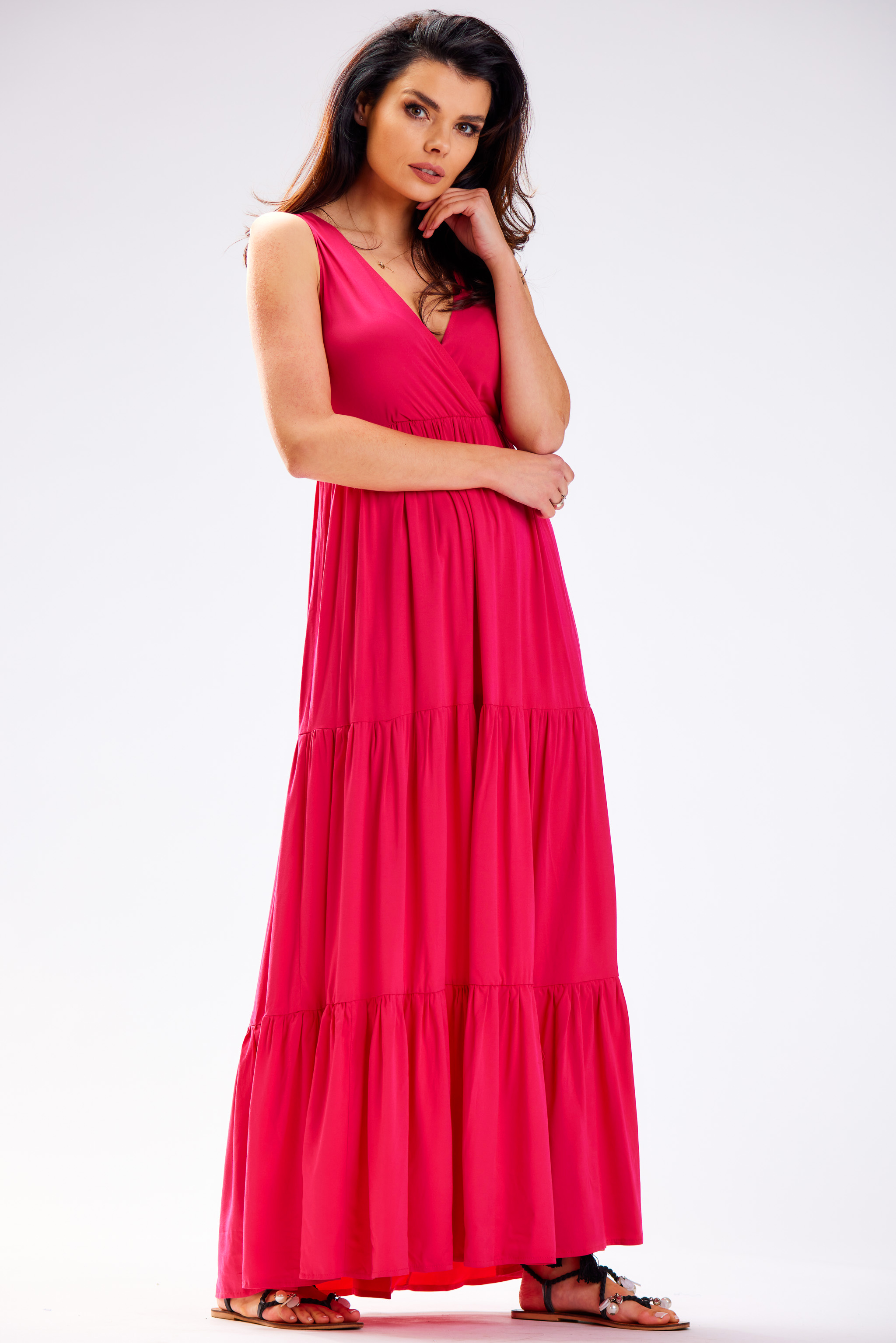 Awama Woman's Dress A581 Fuchsia