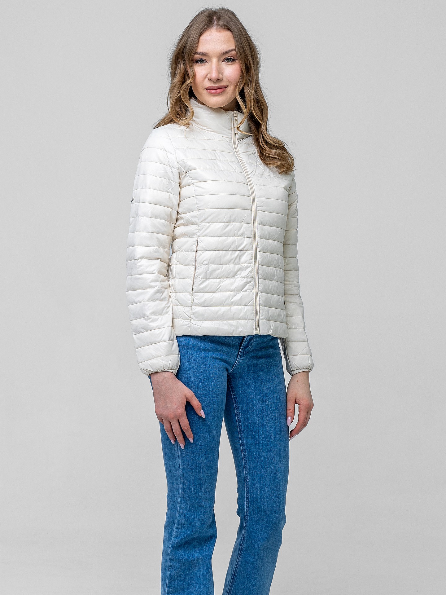 PERSO Woman's Lightweight quilted transitional women's jacket with a stand-up collar