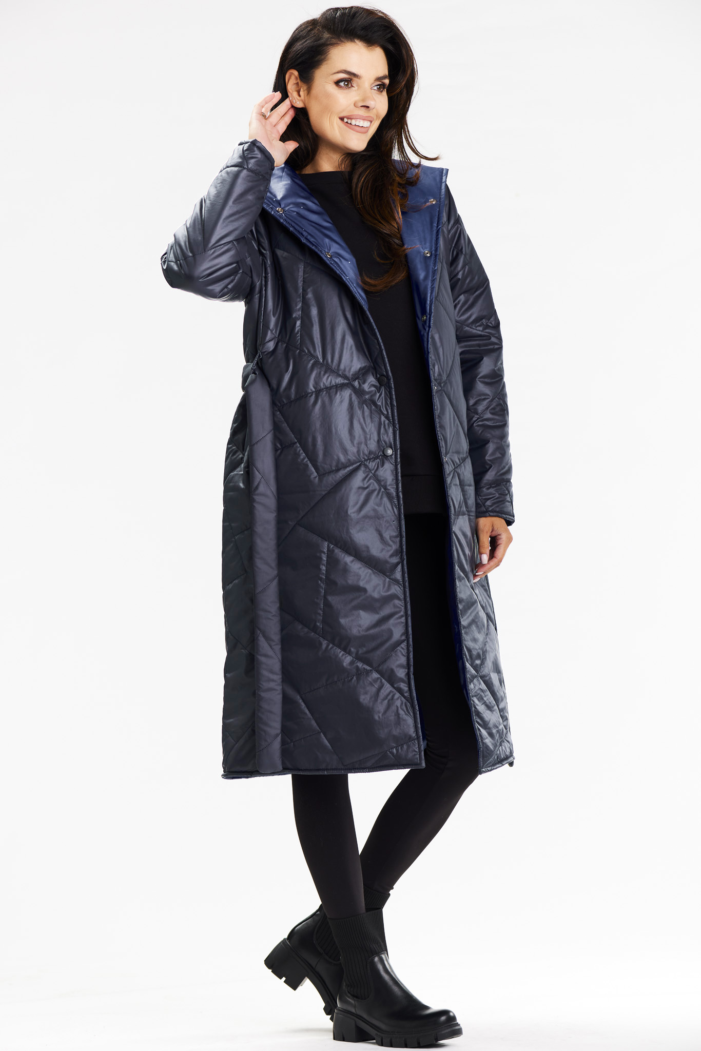 Awama Woman's Coat A686 Navy Blue