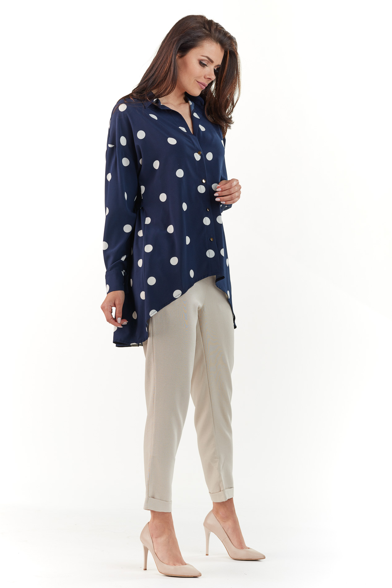 Awama Woman's Shirt A217 Navy Blue