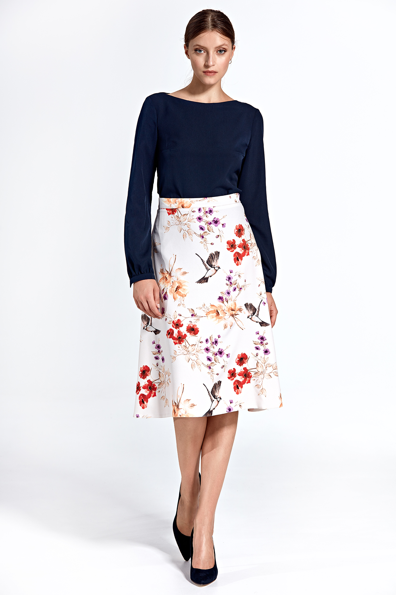 Colett Woman's Skirt Csp05 Flowers Ecru