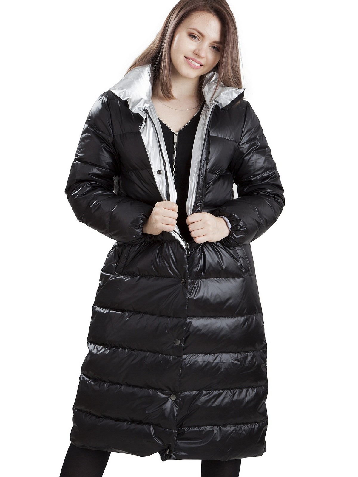 PERSO Woman's Women's coat quilted with silver accents