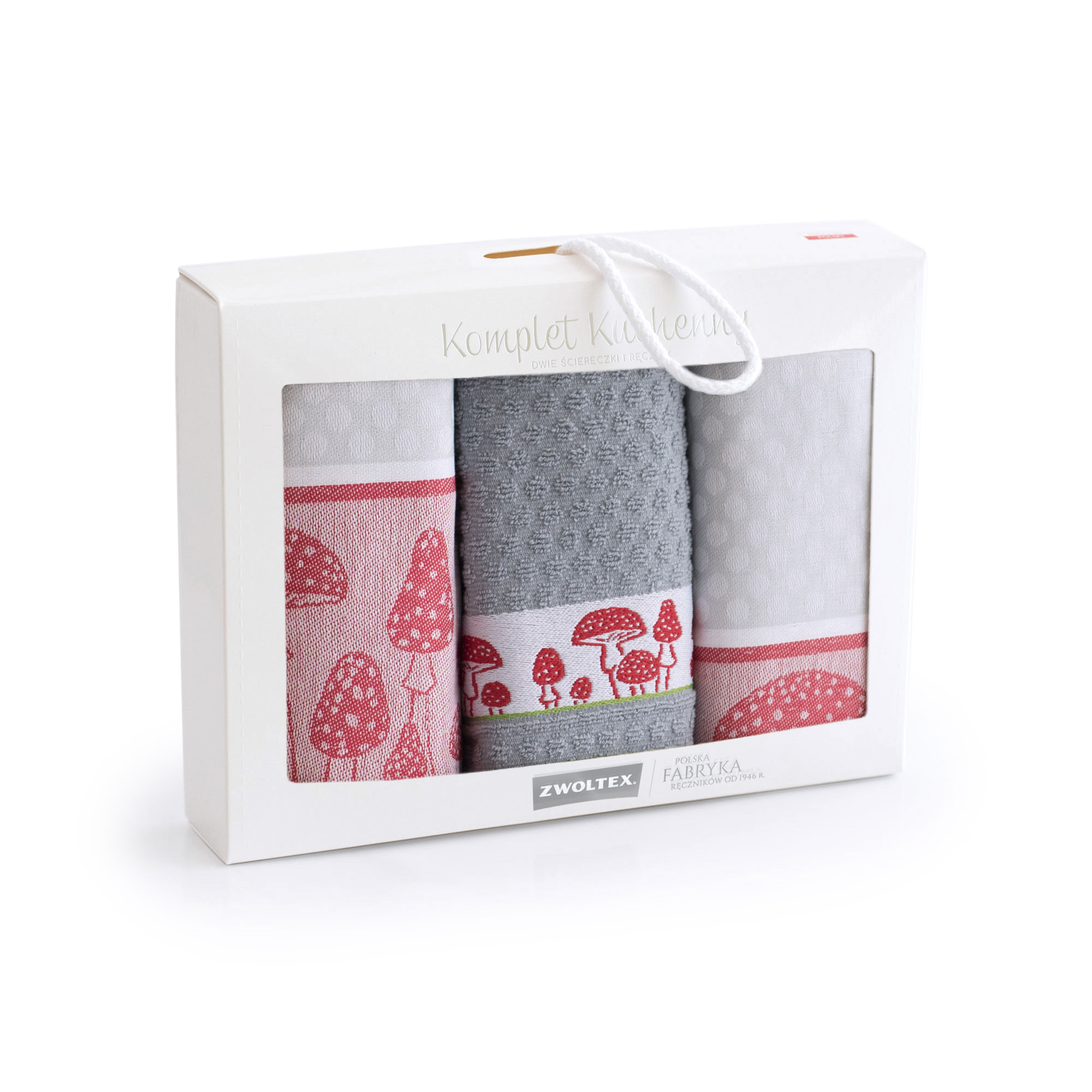 Zwoltex Unisex's Kitchen Towel Set Muchomor Grey/Pattern