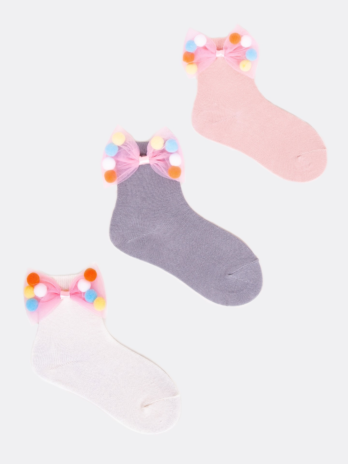 Yoclub Kids's Girls' Cotton Socks With A Bow 3-Pack SKA-0092G-000B
