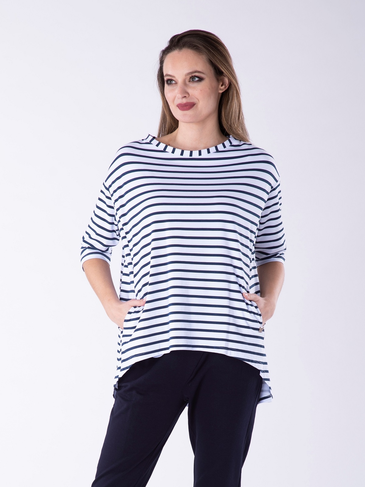 Levně Look Made With Love Woman's Blouse 32 Portofino Navy Blue/White