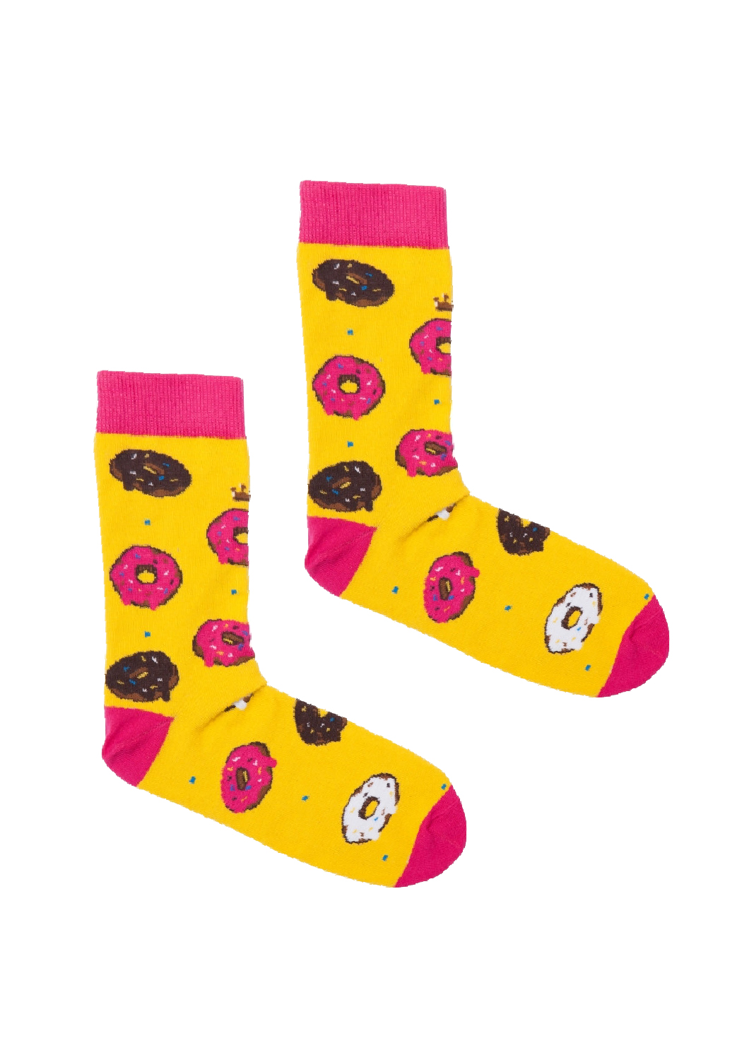 Levně Kabak Unisex's Socks Patterned Donuts Yellow
