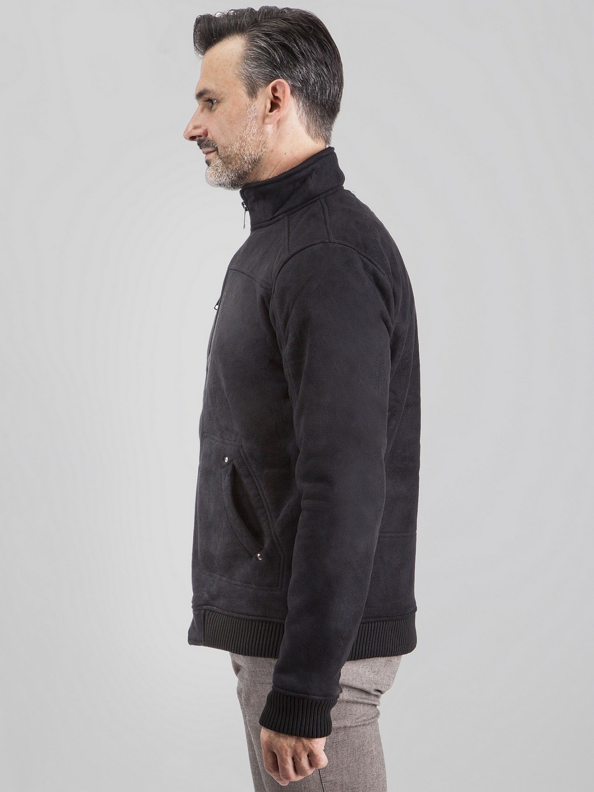 PERSO Man's Men's short eco-suede jacket with a zipper