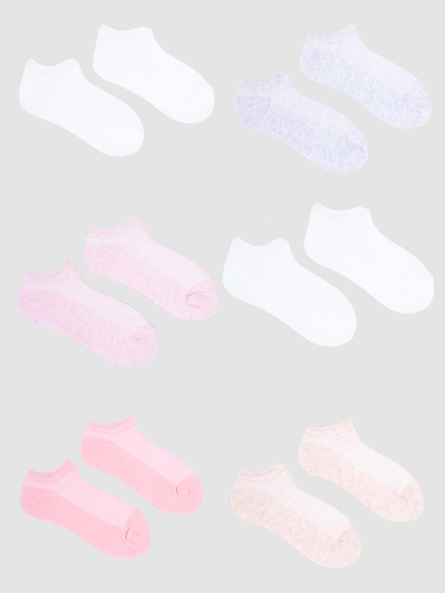 Levně Yoclub Kids's Girls' Ankle Thin Cotton Socks Basic Plain Colours 6-pack SKS-0027G-0000