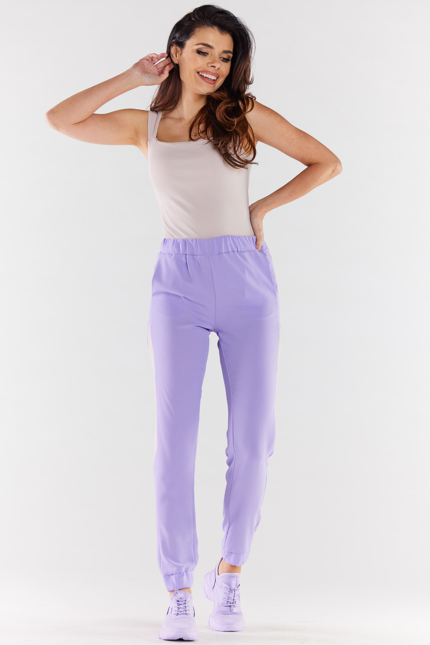 Awama Woman's Trousers A498 Violet/Beige