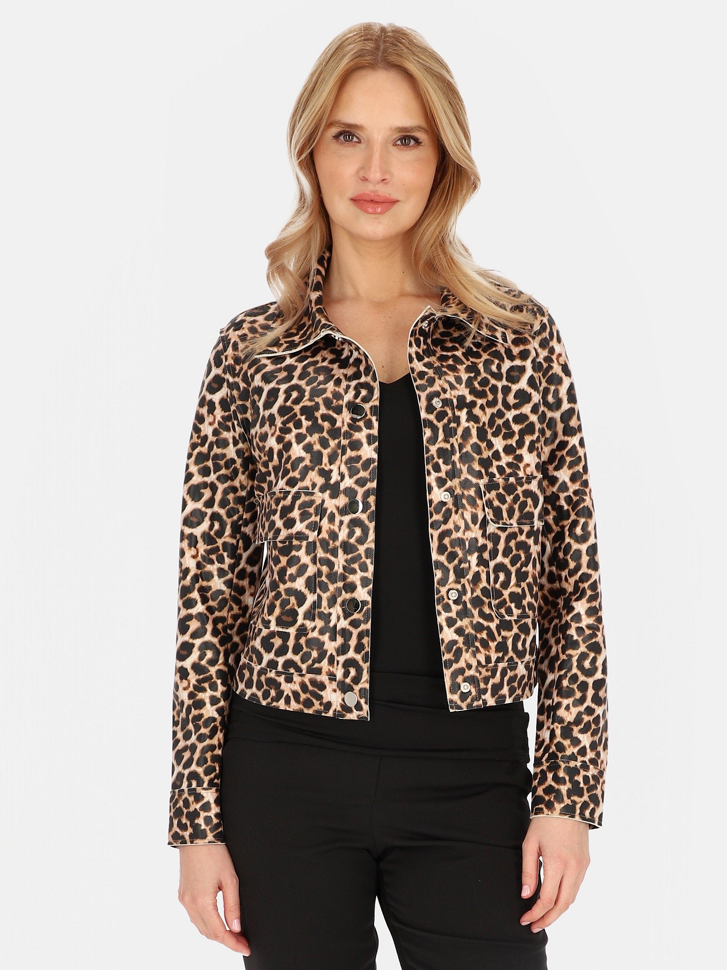 Dámska krátka leopardia bunda