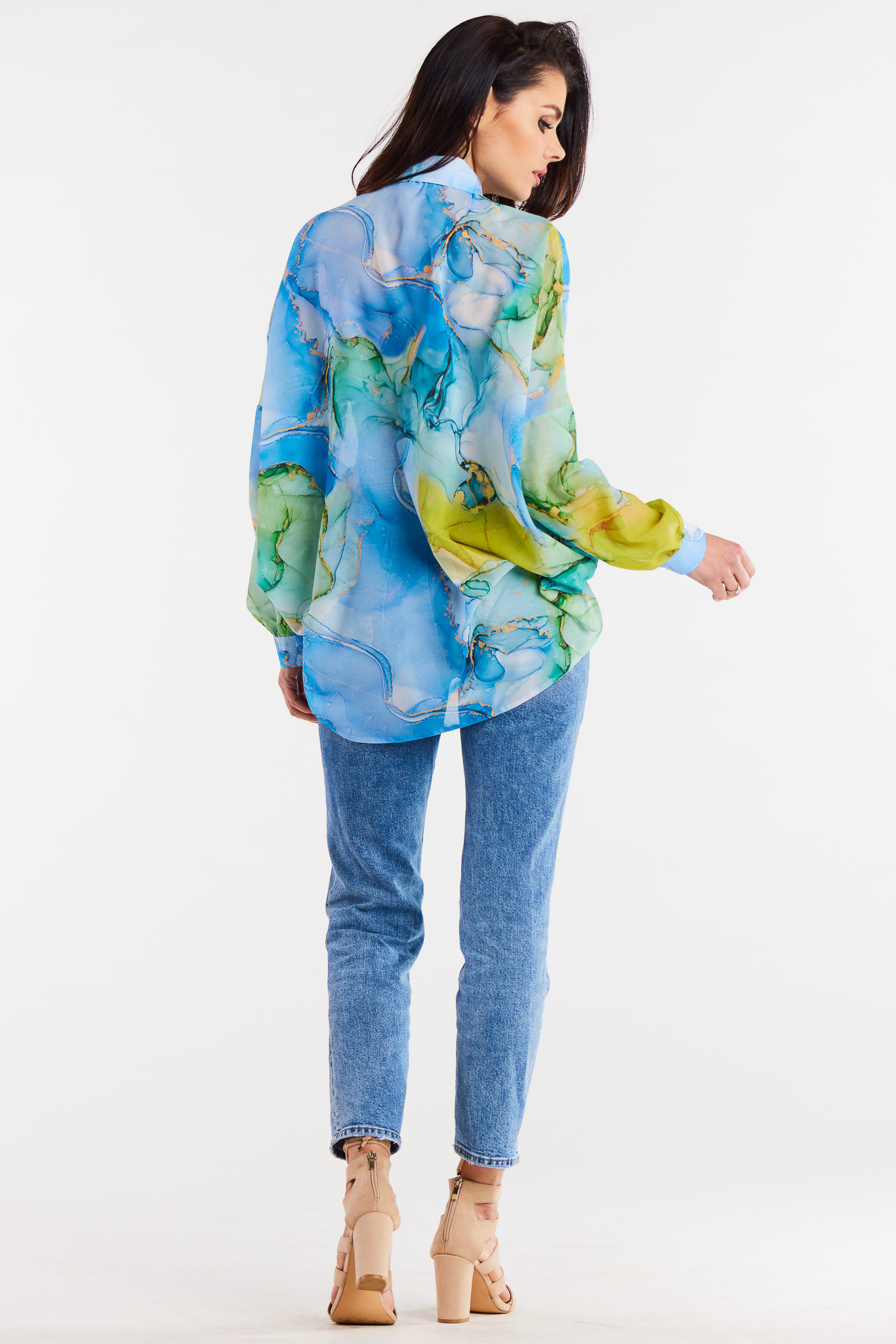 Awama Woman's Shirt A513 Blue/Pattern