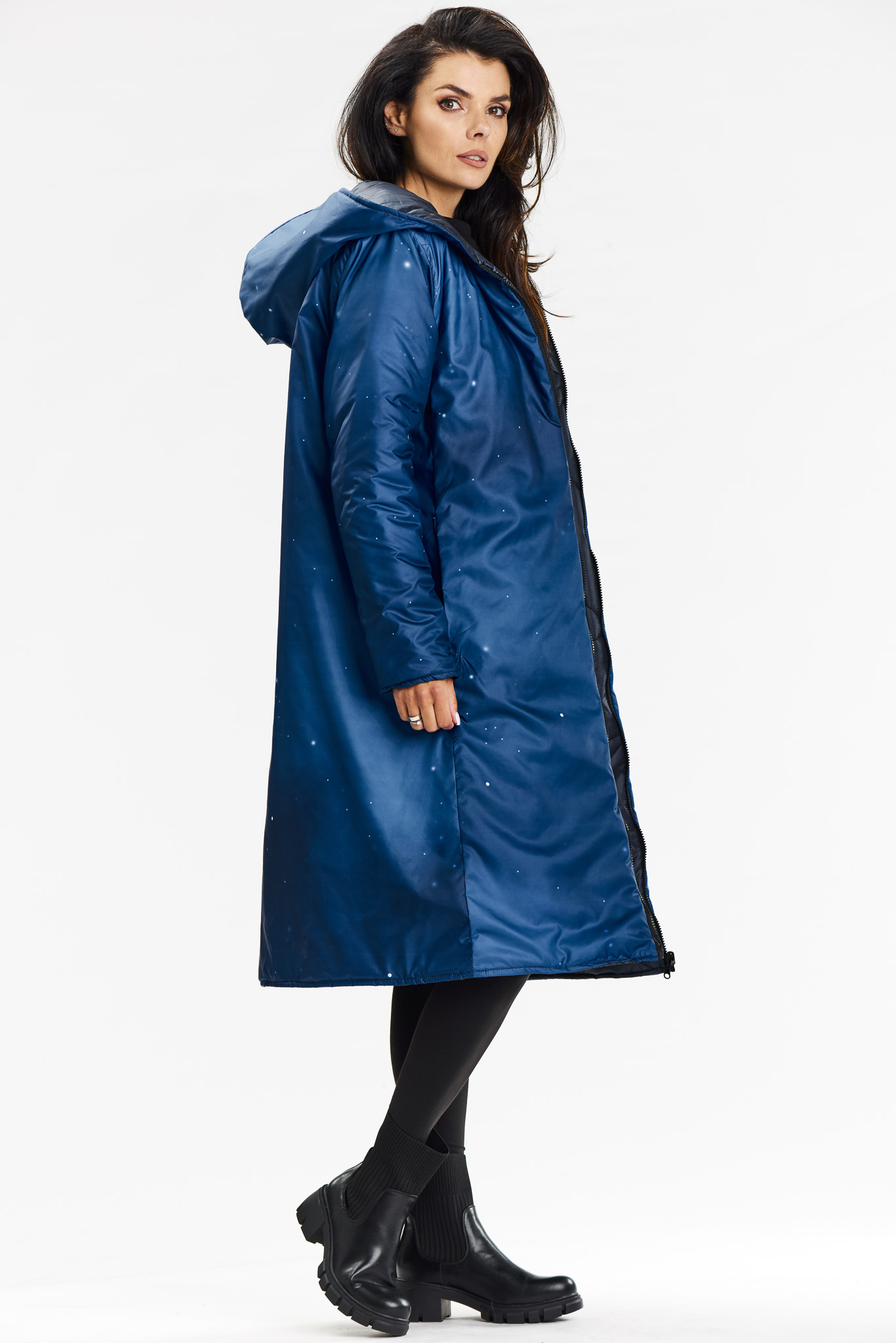 Awama Woman's Coat A685 Navy Blue