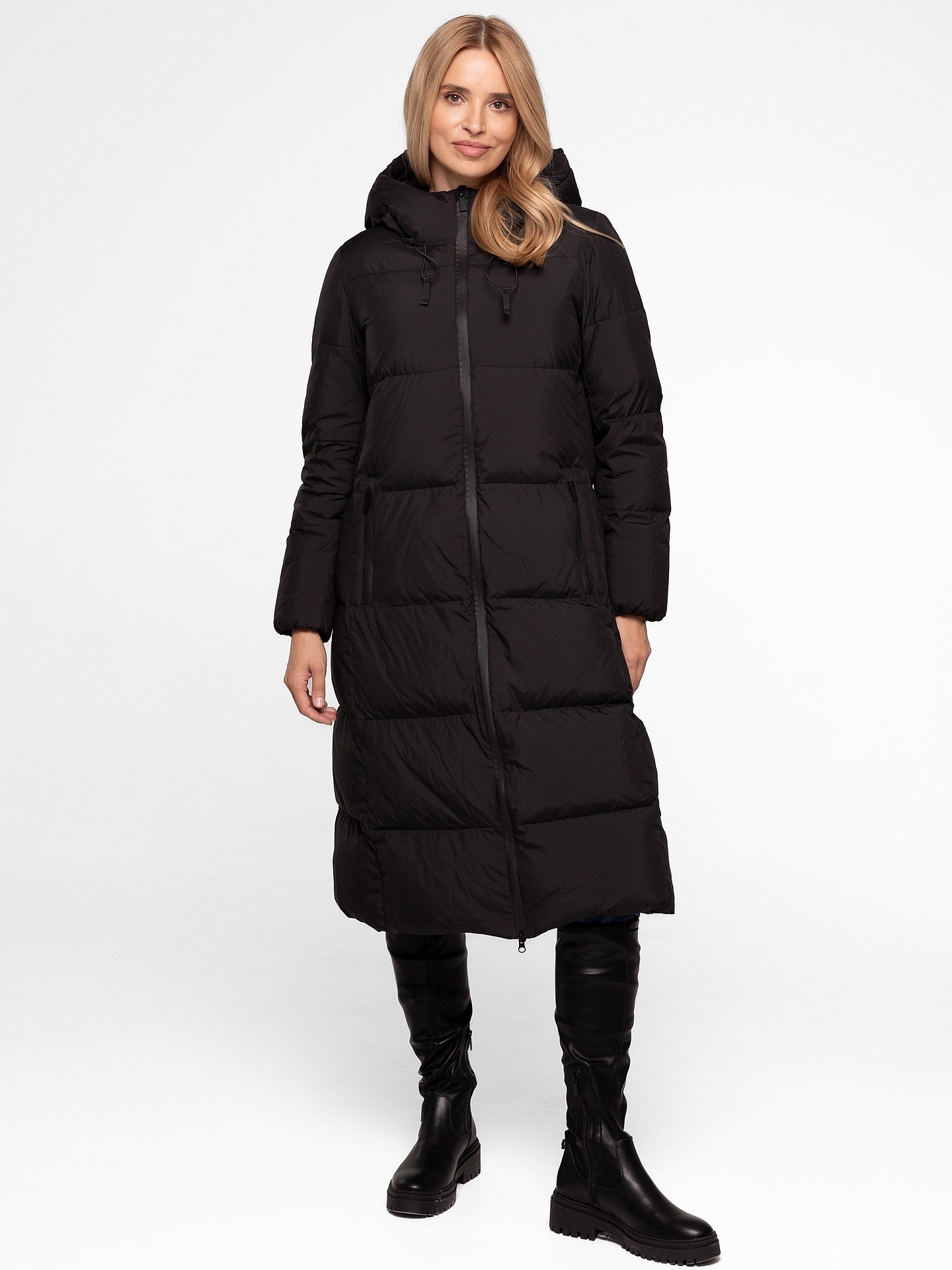 Дамско дълго ватирано яке с естествен пълнеж