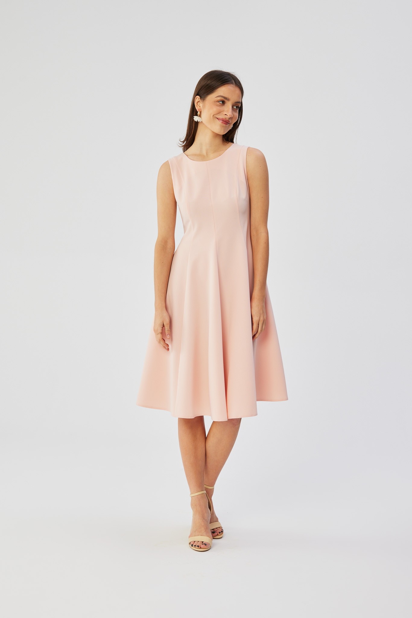 Stylove Woman's Sleeveless fit and flare dress - powder