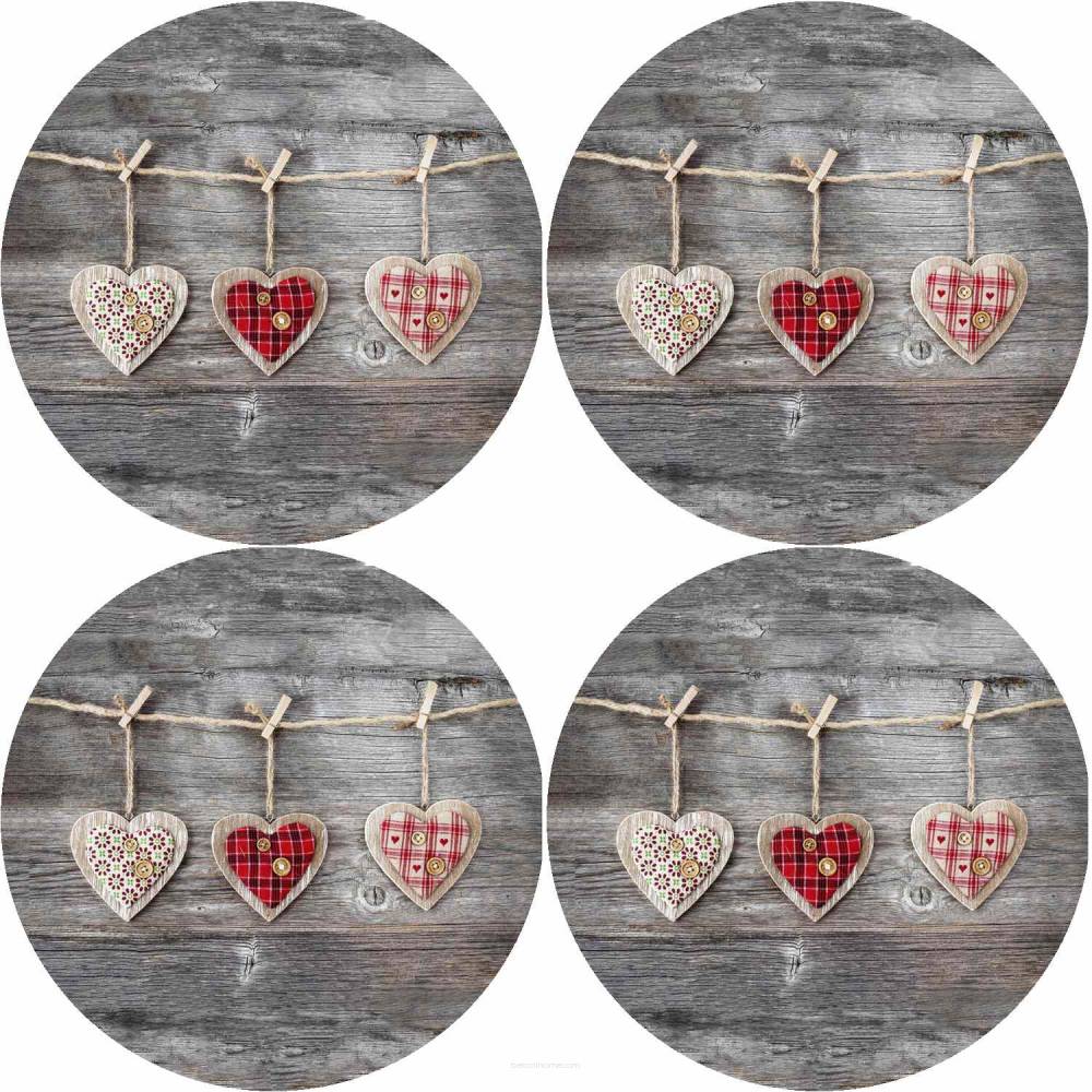 Bertoni Home Unisex's 4 Thick Round Table Pads Set Hearts