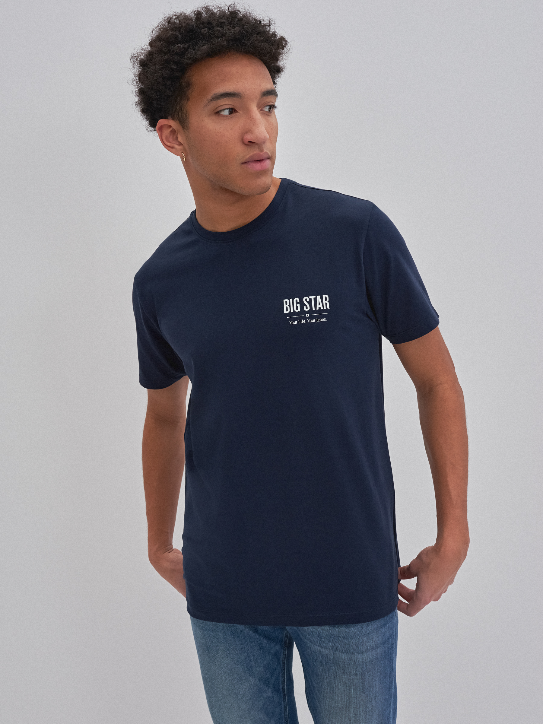 Big Star Man's T-shirt 152168 Navy Blue 403