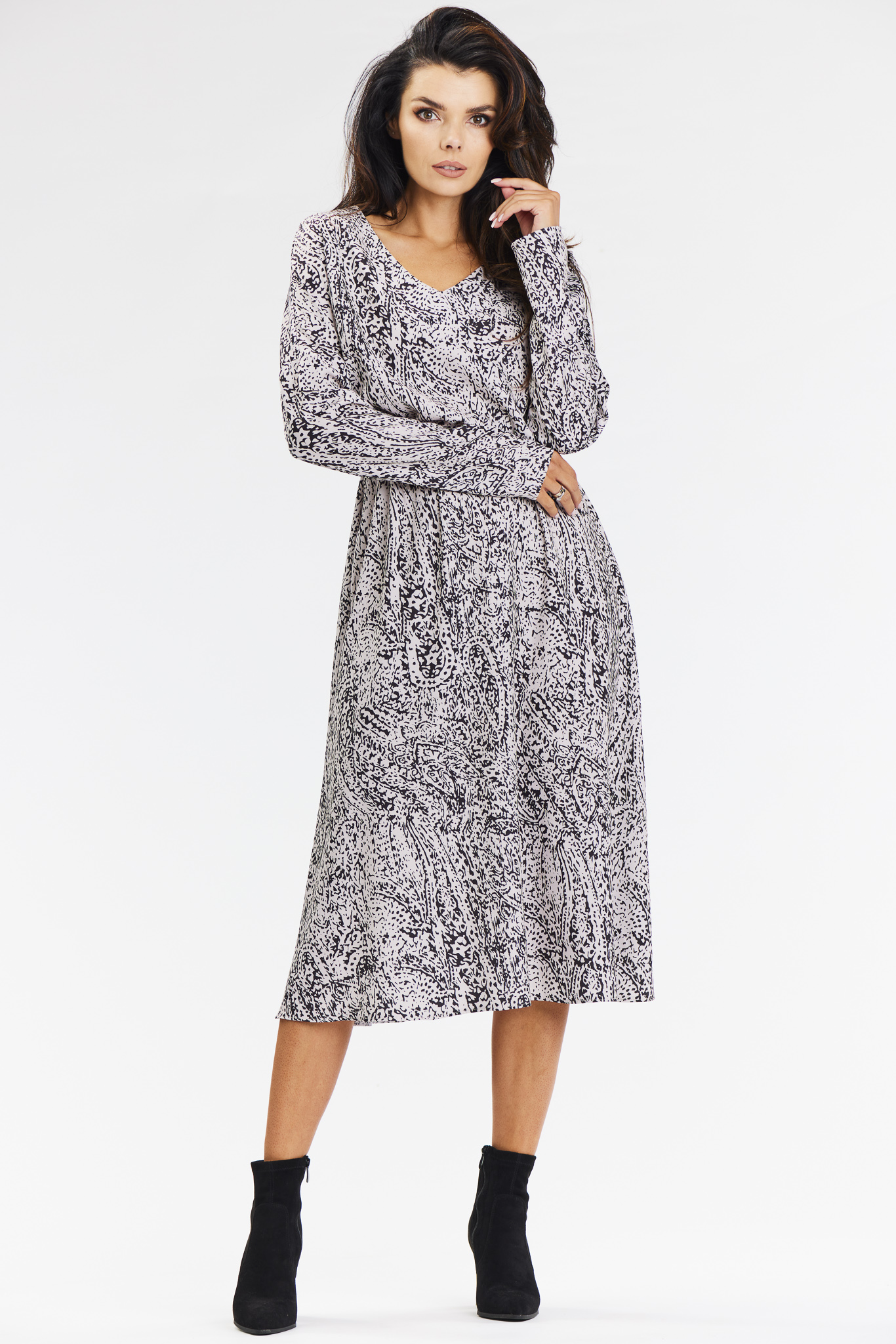Awama Woman's Dress A666 White/Black