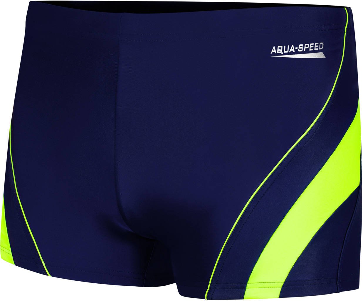 Levně AQUA SPEED Man's Swimming Shorts Dennis Navy Blue/Green Pattern 01