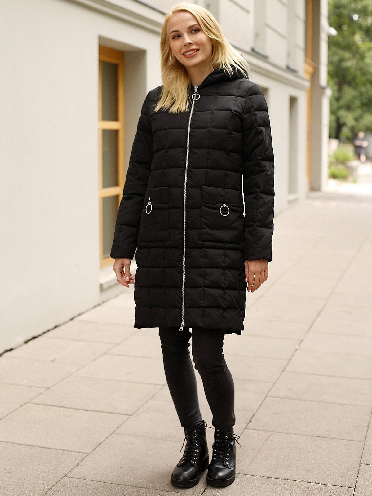 PERSO Woman's Women's quilted down jacket with squares