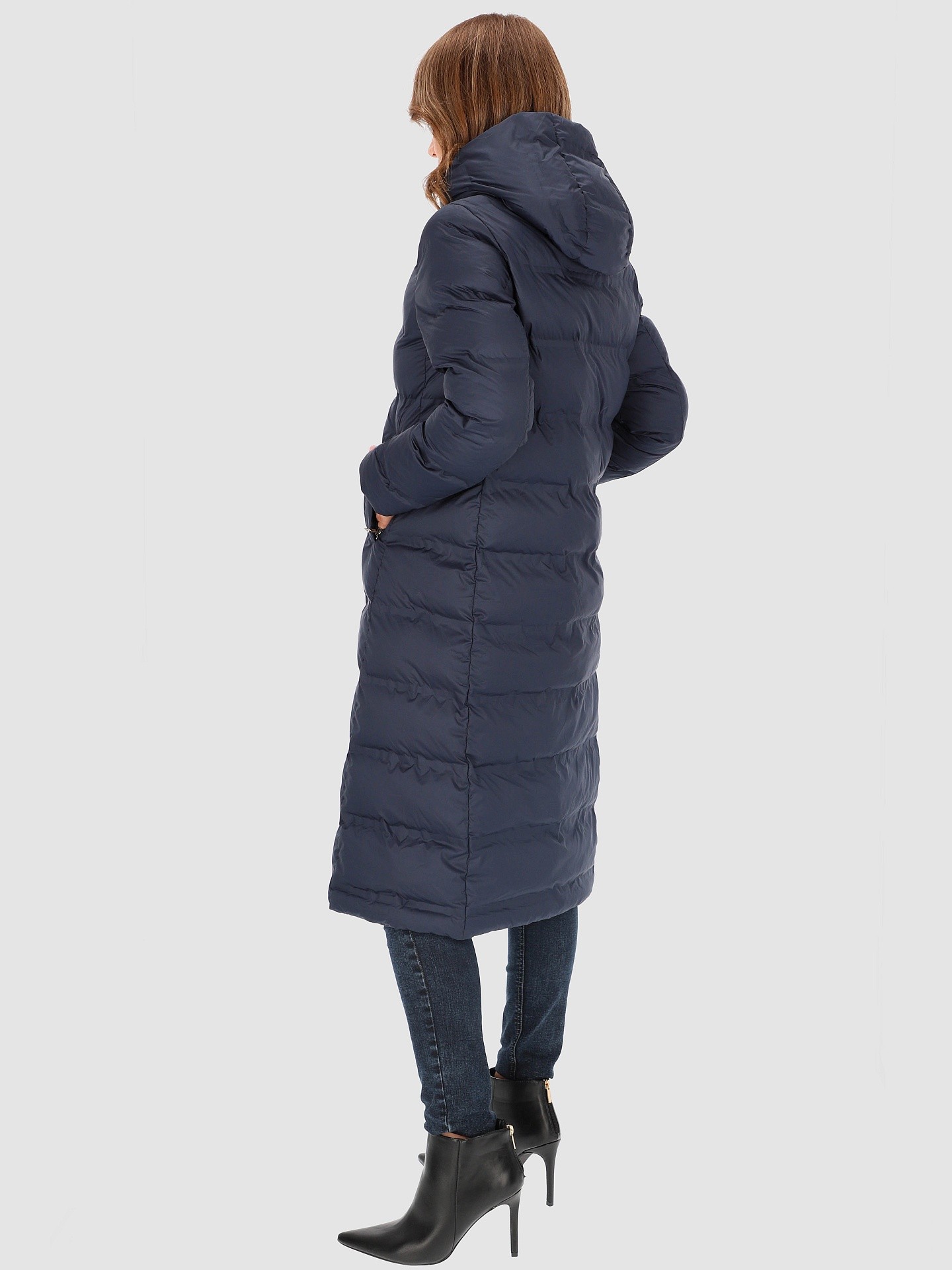 PERSO Woman's Long insulated women's coat with a hood