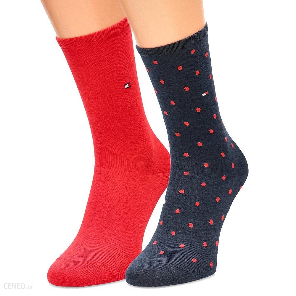Levně Tommy Hilfiger Sada dvou párů dámských ponožek v červené a tmavě modré barvě To - Dámské