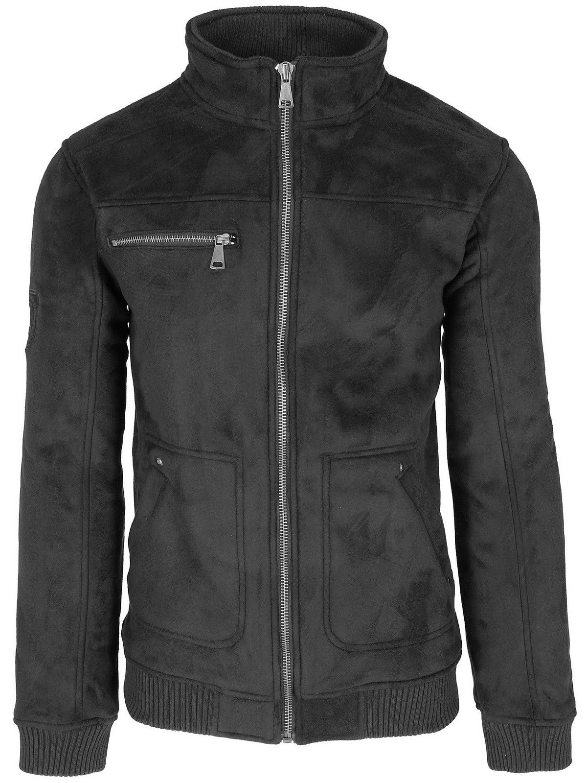 PERSO Man's Men's short eco-suede jacket with a zipper