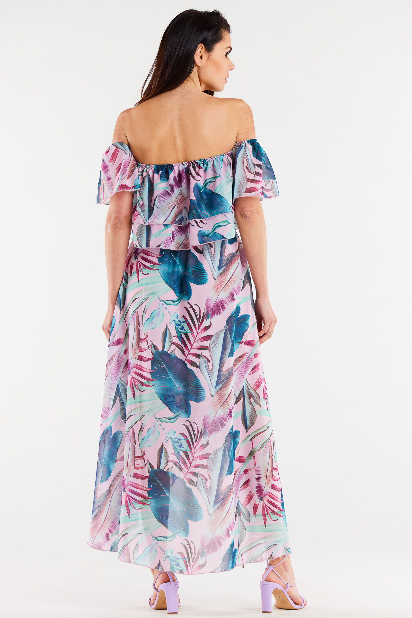 Awama Woman&#039;s Skirt A512 Pink/Flowers