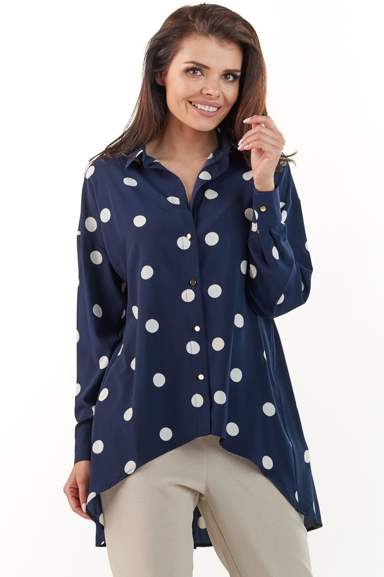 Awama Woman's Shirt A217 Navy Blue
