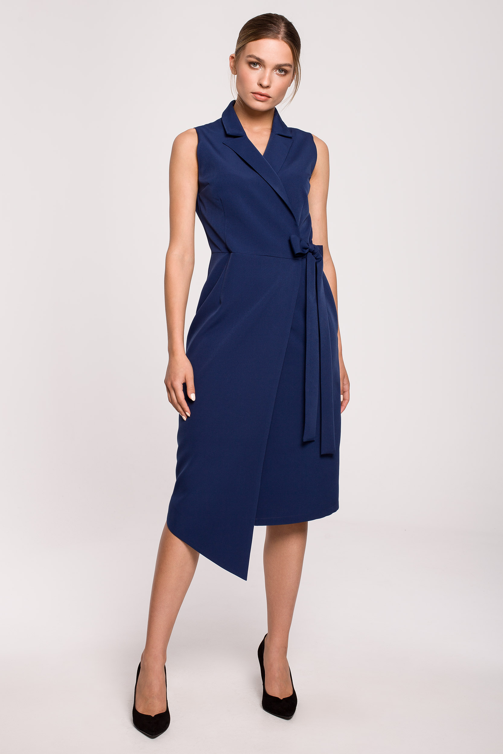 Levně Stylové dámské šaty S275 námořnická modř