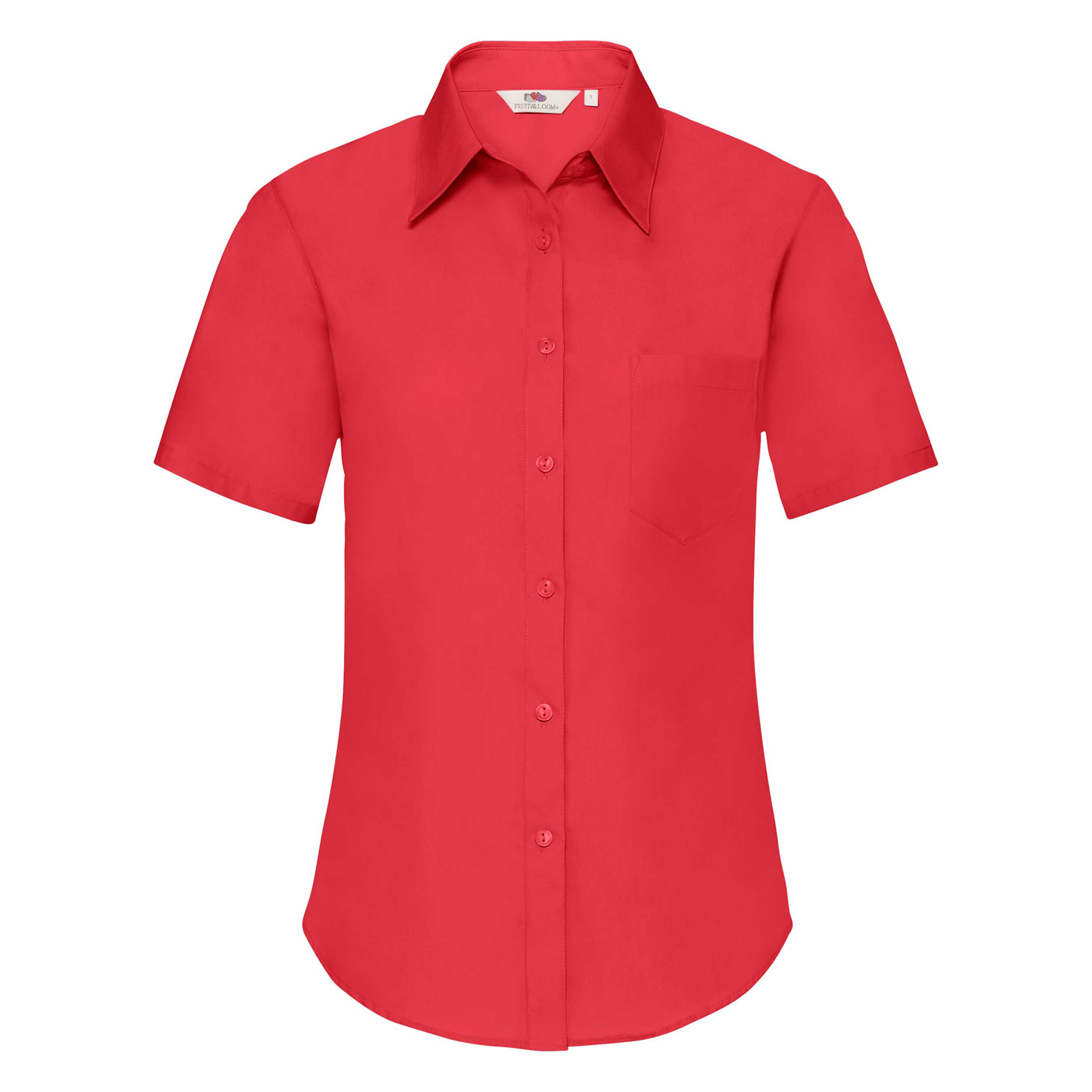 FRUIT OF THE LOOM F18•LADIES SHORT SLEEVE POPLIN SHIRT