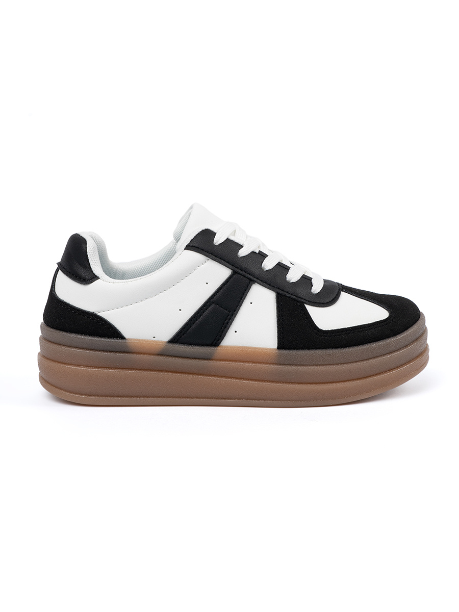 Shelvt Black and white platform sneakers