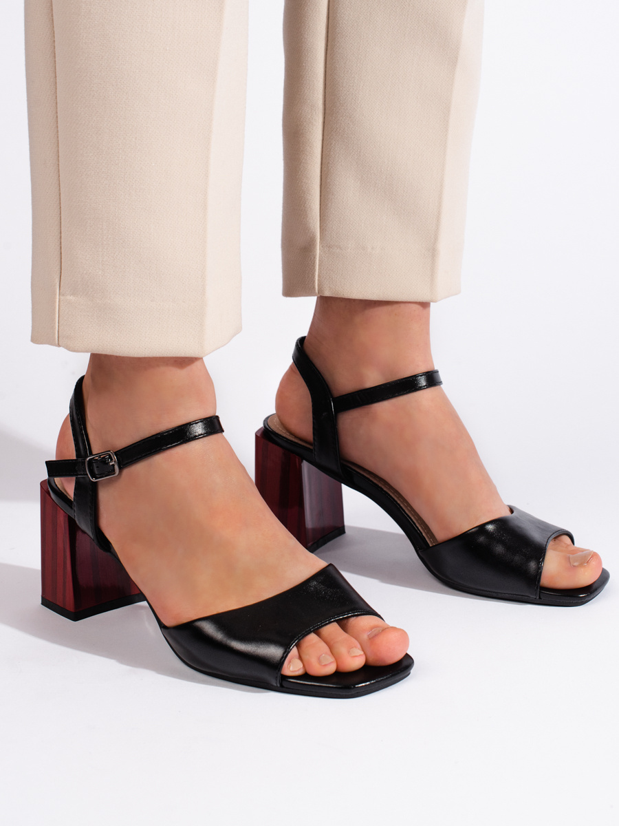 GOODIN Womens elegant black heeled sandals