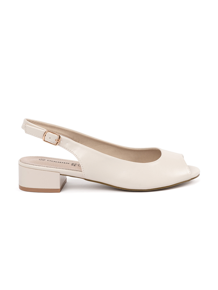 GOODIN Light beige elegant low-heeled sandals